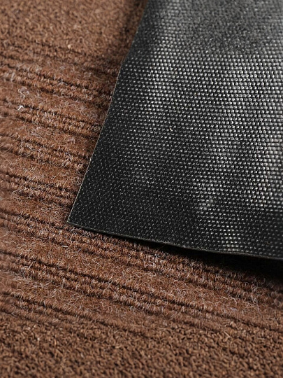 Коврик грязезащитный, 40х60 см, прямоугольный, полиэстер, ПВХ, ребристый, коричневый, 35-032/w