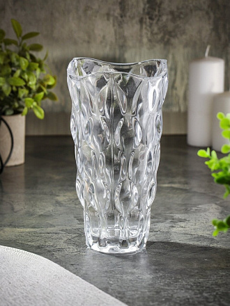 Ваза стекло, настольная, 25х12 см, Y6-6359, прозрачная