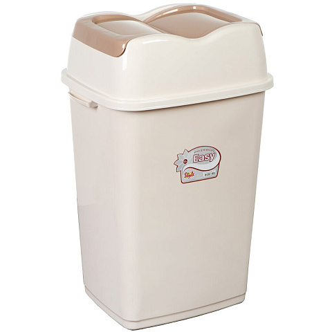 Контейнер для мусора пластик, 50 л, плавающая крышка, молочный, Easy, 09715