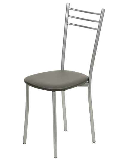 Стул 360х480х450 мм, темно-серый на серебро, овальный, экокожа, на металлических ножках, Бистро