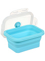 Контейнер пищевой пластик, 350 мл, 13х12х3 см, голубой, прямоугольный, складной, Y4-6486 - фото 4