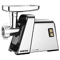 Мясорубка электрическая Centek, CT-1618, 2100 Вт, реверс, 2.1 кг/мин, 2 насадки, нож + диски 2 шт из литой стали, хром, белая