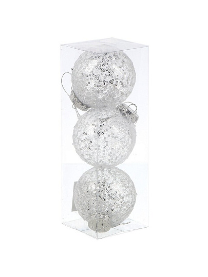 Набор шаров 3 шт, 8 см, полимер, с пайетками, Y4-9393