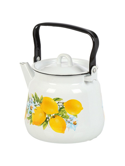 Чайник сталь, эмалированное покрытие, 3.5 л, петля, Сибирские товары, Лимоны, белый, С2716*97