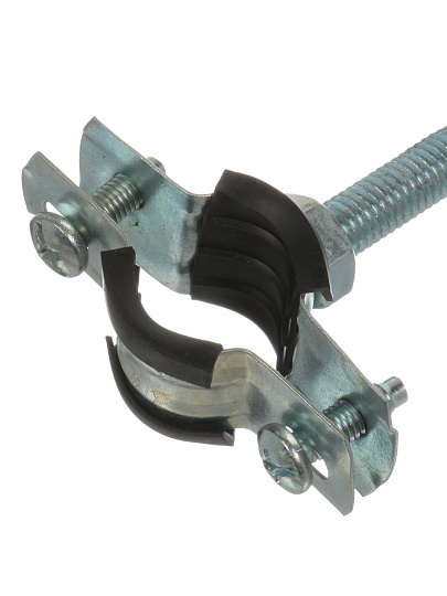 Хомут для крепления трубы, 3/8&quot;, сталь, со шпилькой и дюбелем, СантехКреп, 1.11.1.