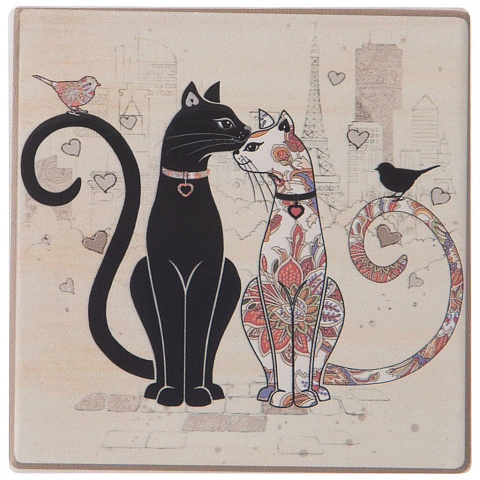 Подставка под горячее "Парижские коты" 9,5x9,5x1 см, 358-1752