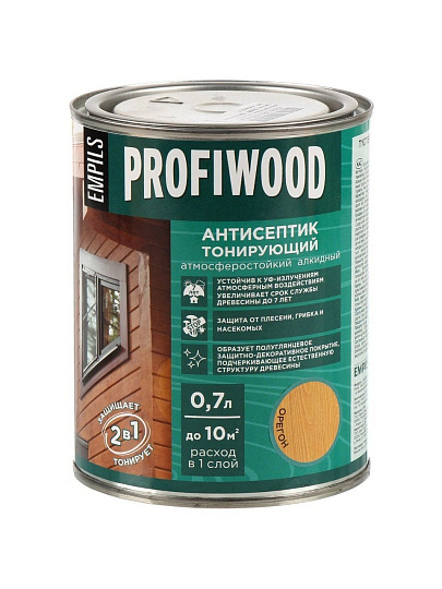 Антисептик Profiwood, для дерева, тонирующий, орегон, 0.6 кг