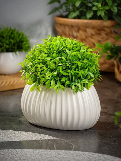 Кашпо керамика, 1.2 л, 14х10 см, белое, Грани, Y4-8789