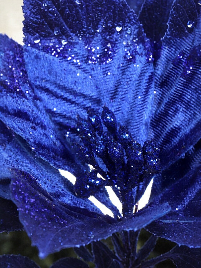 Цветок искусственный декоративный 16 см, на прищепке, синий, Пуансеттия, Y4-4167