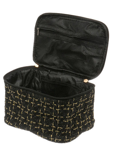Косметичка квадратная плетеная, черно-золотая, 20Х14Х12.5см, A080066
