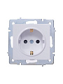 Розетка скрытой установки, 1 гнездо, с заземлением, 16 А, 220 В, пластик, IP20, белая, с защитой от детей ПБТ, Lezard, Vesna, 742-0288-124B