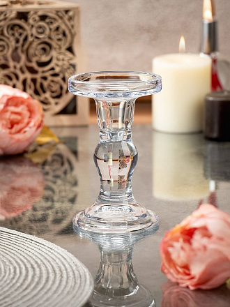 Подсвечник декоративный стекло, 1 свеча, 8.5х14 см, Y4-4895