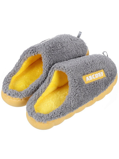 Тапки для женщин, серо-желтые, р. 40-41, закрытые, мех, A210038