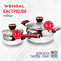 Набор посуды нержавеющая сталь, 4 предмета, кастрюля 3.3 л, ковш 1.1 л, индукция, Vensal, VS1548 - фото 7