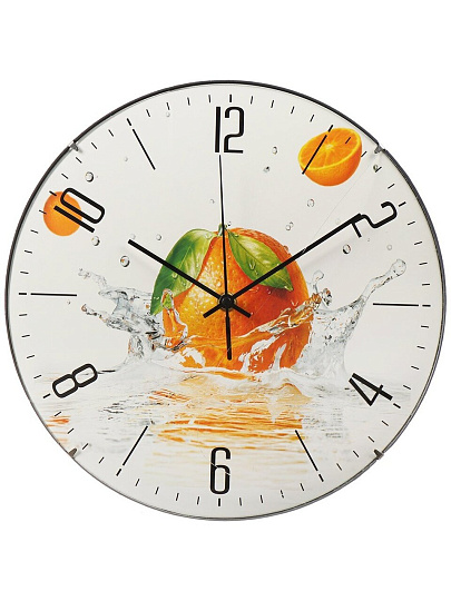 Часы настенные, 30 см, круглые, пластик, стекло, в ассортименте, Y6-6076