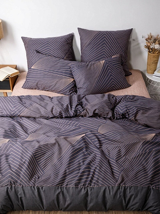 Постельное белье 1.5-спальное, простыня 145х215 см, 2 наволочки 70х70 см, пододеяльник 145х215 см, Ночь нежна, поплин, Гарфилд