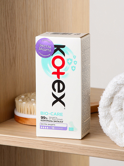 Прокладки женские Kotex, Bio-Care, ежедневные, 18 шт, длинные, 9425051