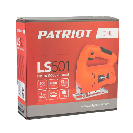 Лобзик электрический Patriot, LS501 The One, 500 Вт, дерево 55 мм, сталь 6 мм, маятниковый ход, регулировка оборотов