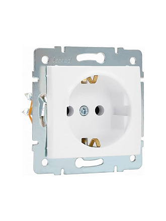 Розетка 1 гнездо, с заземлением, 10 А, 250 В, пластик, IP20, белая, ПБТ, Lezard, Karina, 707-0288-122B