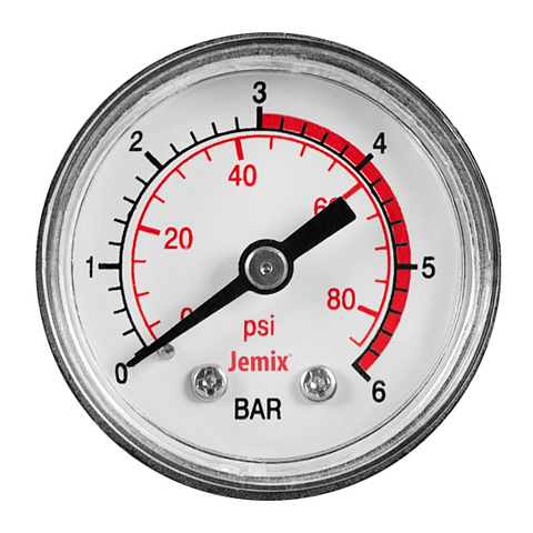 Манометр для насоса, диаметр 40 мм, осевой, 6 бар, Jemix, XPS-S(40)-(1/4")