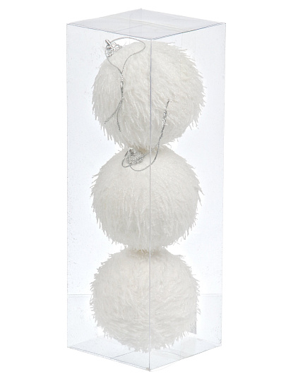 Набор шаров 3 шт, белый, 8 см, Y4-8510