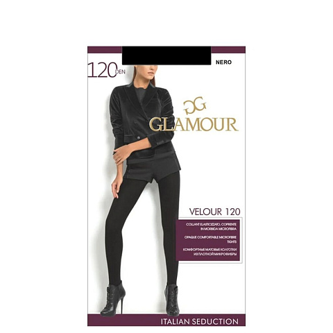 Колготки Glamour, Velour, 120 DEN, р. 3, nero/черные