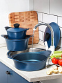 Жаровня алюминий, 30 см, 3.8 л, антипригарное покрытие, Daniks, Shoven, KI-SC2028-2965C, с крышкой, индукция - фото 11