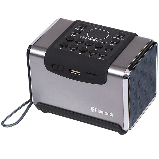 Акустическая система First, FA-1920-1-SI, выход AUX, USB, слот для карты, Bluetooth, серебристая