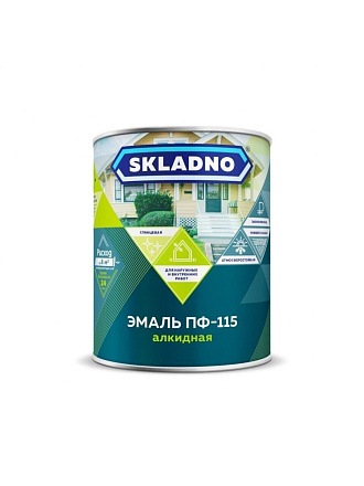 Эмаль Skladno, ПФ-115 Пром, алкидная, глянцевая, красная, 10 кг
