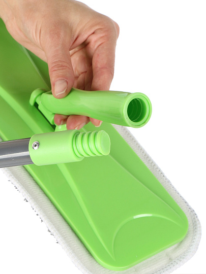 Швабра, микрофиб., липучка, телес.руч. 128см, серый/зеленый, Мария Искусница