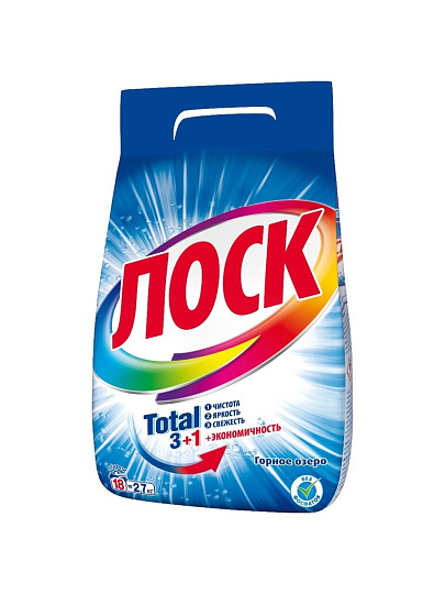 Стиральный порошок Лоск, 2.7 кг, автомат, для белого белья, Горное озеро