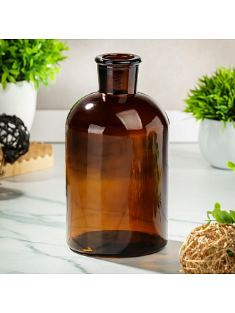 Ваза стекло, настольная, 19х10 см, Бутылка, A060239, коричневая