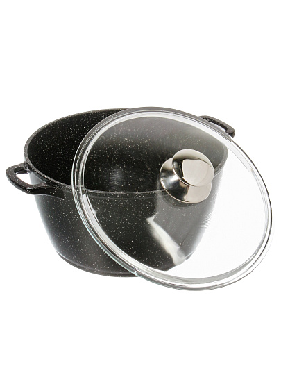 Кастрюля алюминий, антипригарное покрытие, 5 л, крышка стекло, Горница, Гранит, к263аг
