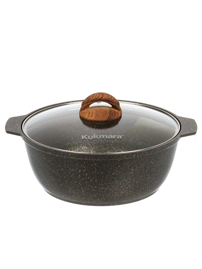 Кастрюля-жаровня алюминий, антипригарное покрытие, 4 л, крышка стекло, Kukmara, Granit Ultra Induction original, жгои41а, индукция