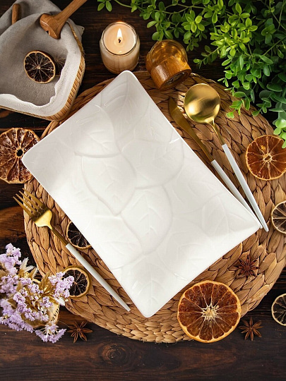 Блюдо керамика, прямоугольное, 27х19х3 см, Листья, Daniks, Y4-7970