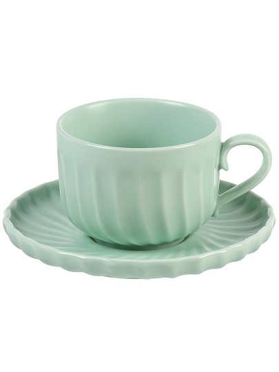 Чайная пара фарфор, 2 предмета, на 1 персону, 220 мл, Nouvelle Home, Fresh Taste, 1730269, Light green