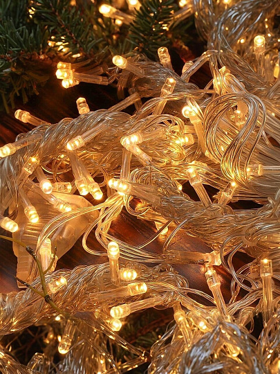 Гирлянда 228 ламп, 2х2 м, 8 режимов, Занавес, теплый белый свет, прозрачная, в помещении, сетевая, LED