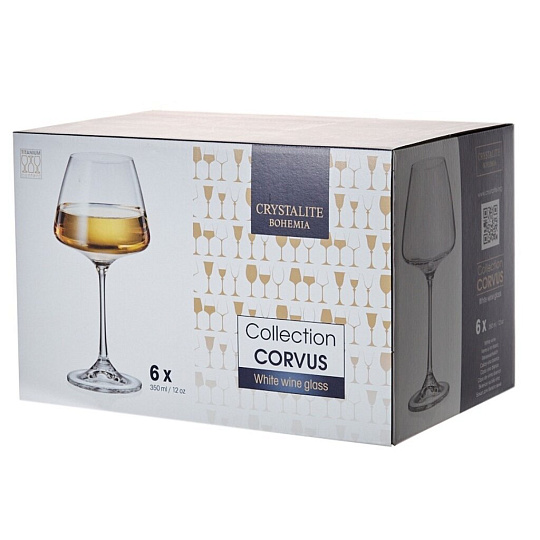 Бокал для вина, 350 мл, стекло, 6 шт, Bohemia, Corvus Naomi, 1SC69/350