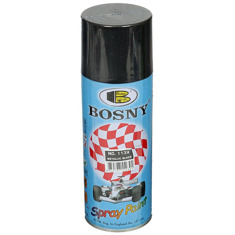 Краска аэрозольная, Bosny, №1139, акрилово-эпоксидная, универсальная, глянцевая, черная, 0.4 кг