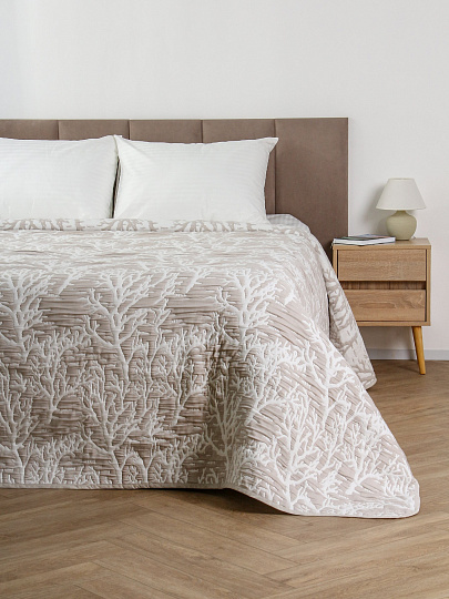 Покрывало евро, 220х240 см, 100%пэ, двустороннее, Silvano, Сандал, серо-бежевый