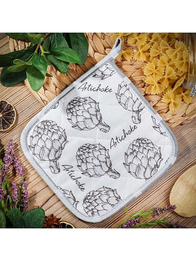 Прихватка 20х20 см, рогожка, 100% хлопок, Радушная хозяйка, Артишоки, 2176