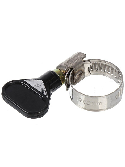 Хомут обжимной червячный с барашком, 12-20 мм, нержавеющая сталь, 5 шт, индивидуальная упаковка, Grandy