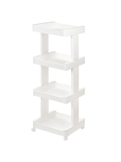 Полка универсальная, пластик, 4 секции, 39х35х108 см, на колесах, белая, SPE34381-1