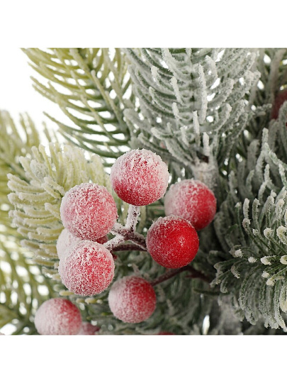 Елка новогодняя настольная, 40 см, заснеженная в мешковине, с декором, Y4-8403