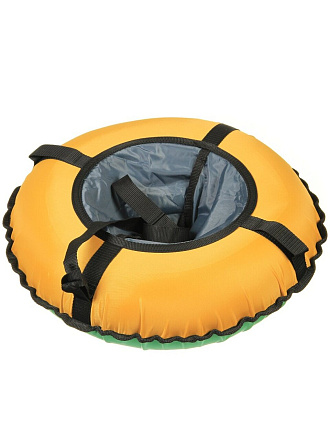 Санки-ватрушка Эконом, 60 см, 50 кг, с буксировочным тросом, с ручками, желтый с серым, УВ-экк-0,6_ж.с.