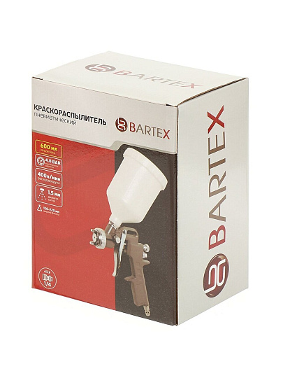 Краскопульт пневматический, Bartex, 400 л/мин, 0.6 л, 1.5 мм