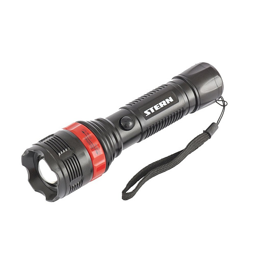 Фонарь бытовой, пластиковый корпус, 3 Вт LED, зум, 3 режима 100%-50%-строб, 3хААА, Stern, 90572