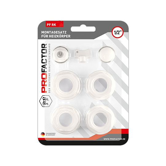 Комплект монтажный для радиатора, 1/2&quot;, 7 предметов, без кронштейна, ProFactor, PF RK 552