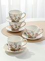 Набор чайный керамика, 8 предметов, на 4 персоны, 250 мл, Beatrix, Птички, МЛ125P/4, подарочная упаковка