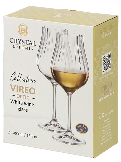 Бокал для вина, 400 мл, стекло, 2 шт, Bohemia, Vireo optic, 91L/1SJ95/0/00000/400-264
